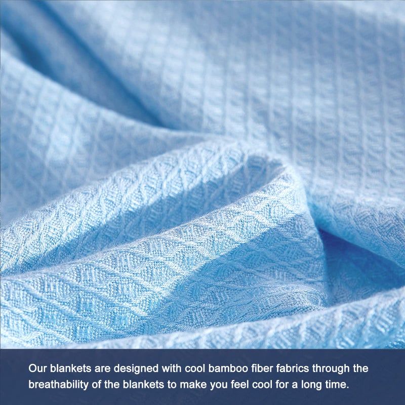 DANGTOP Cooling Blanket, 100% Bamboo-Derived Rayon, Absorbs Body Heat, Ultra-Cool Lightweight, Blue, 90x108 inches - Image 4